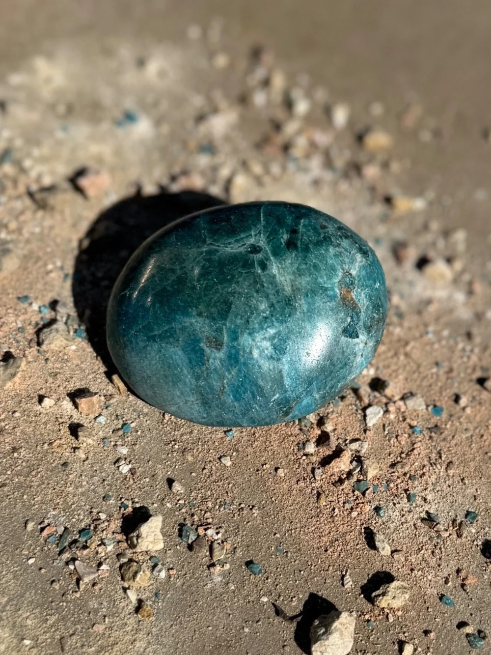 Madagascar Ocean Blue Apatite Meditation Palm Stone Crystal